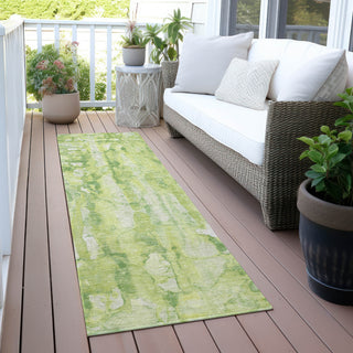 Piper Looms Chantille Abstract ACN2120 Lime Machine Washable Area Rug Runner Outdoor Lifestyle Image Feature
