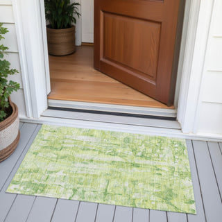 Piper Looms Chantille Abstract ACN2120 Lime Machine Washable Area Rug Scatter Outdoor Lifestyle Image Feature