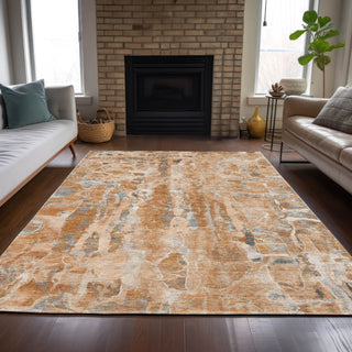 Piper Looms Chantille Abstract ACN2120 Orange Machine Washable Area Rug Lifestyle Image Feature
