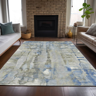 Piper Looms Chantille Abstract ACN2120 Sky Machine Washable Area Rug Lifestyle Image Feature