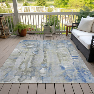 Piper Looms Chantille Abstract ACN2120 Sky Machine Washable Area Rug Outdoor Lifestyle Image Feature