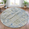Piper Looms Chantille Abstract ACN2120 Sky Machine Washable Area Rug Round Lifestyle Image Feature