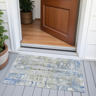 Piper Looms Chantille Abstract ACN2120 Sky Machine Washable Area Rug Scatter Outdoor Lifestyle Image Feature