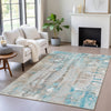 Piper Looms Chantille Abstract ACN2120 Teal Machine Washable Area Rug Lifestyle Image Feature