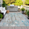 Piper Looms Chantille Abstract ACN2120 Teal Machine Washable Area Rug Outdoor Lifestyle Image Feature