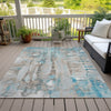 Piper Looms Chantille Abstract ACN2120 Teal Machine Washable Area Rug Outdoor Lifestyle Image Feature
