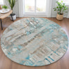 Piper Looms Chantille Abstract ACN2120 Teal Machine Washable Area Rug Round Lifestyle Image Feature