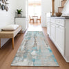 Piper Looms Chantille Abstract ACN2120 Teal Machine Washable Area Rug Runner Lifestyle Image Feature