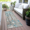 Piper Looms Chantille Abstract ACN2120 Teal Machine Washable Area Rug Runner Outdoor Lifestyle Image Feature