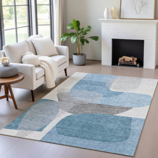 Piper Looms Chantille Blocks ACN2121 Denim Machine Washable Area Rug Lifestyle Image Feature