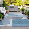 Piper Looms Chantille Blocks ACN2121 Denim Machine Washable Area Rug Outdoor Lifestyle Image Feature