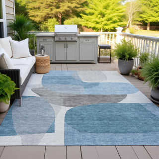 Piper Looms Chantille Blocks ACN2121 Denim Machine Washable Area Rug Outdoor Lifestyle Image Feature