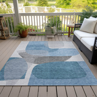 Piper Looms Chantille Blocks ACN2121 Denim Machine Washable Area Rug Outdoor Lifestyle Image Feature