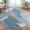 Piper Looms Chantille Blocks ACN2121 Denim Machine Washable Area Rug Round Lifestyle Image Feature