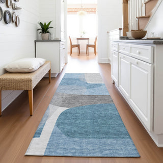 Piper Looms Chantille Blocks ACN2121 Denim Machine Washable Area Rug Runner Lifestyle Image Feature