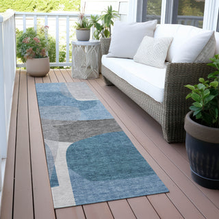 Piper Looms Chantille Blocks ACN2121 Denim Machine Washable Area Rug Runner Outdoor Lifestyle Image Feature