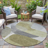 Piper Looms Chantille Blocks ACN2121 Fern Machine Washable Area Rug Round Outdoor Lifestyle Image Feature
