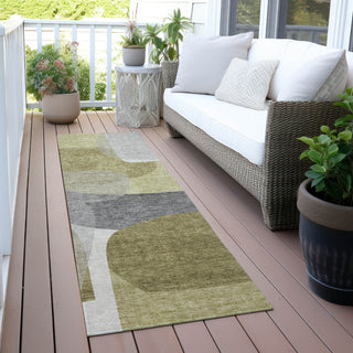 Piper Looms Chantille Blocks ACN2121 Fern Machine Washable Area Rug Runner Outdoor Lifestyle Image Feature