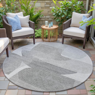 Piper Looms Chantille Blocks ACN2121 Linen Machine Washable Area Rug Round Outdoor Lifestyle Image Feature