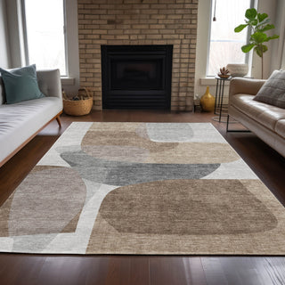 Piper Looms Chantille Blocks ACN2121 Mocha Machine Washable Area Rug Lifestyle Image Feature