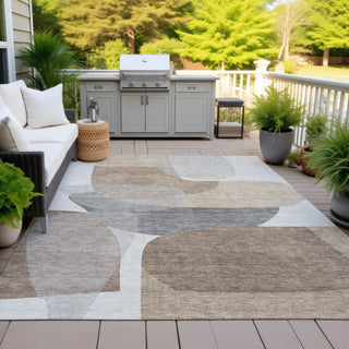 Piper Looms Chantille Blocks ACN2121 Mocha Machine Washable Area Rug Outdoor Lifestyle Image Feature
