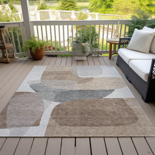 Piper Looms Chantille Blocks ACN2121 Mocha Machine Washable Area Rug Outdoor Lifestyle Image Feature