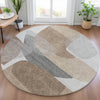 Piper Looms Chantille Blocks ACN2121 Mocha Machine Washable Area Rug Round Lifestyle Image Feature