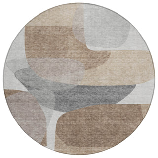 Piper Looms Chantille Blocks ACN2121 Mocha Machine Washable Area Rug Round Main Image