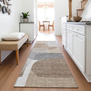 Piper Looms Chantille Blocks ACN2121 Mocha Machine Washable Area Rug Runner Lifestyle Image Feature