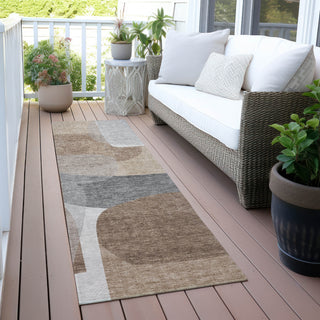 Piper Looms Chantille Blocks ACN2121 Mocha Machine Washable Area Rug Runner Outdoor Lifestyle Image Feature
