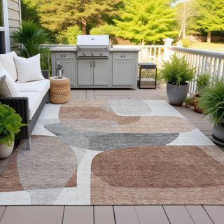 Piper Looms Chantille Blocks ACN2121 Paprika Machine Washable Area Rug Outdoor Lifestyle Image Feature