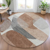 Piper Looms Chantille Blocks ACN2121 Paprika Machine Washable Area Rug Round Lifestyle Image Feature