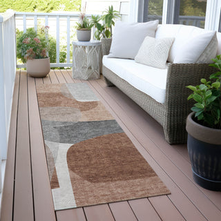 Piper Looms Chantille Blocks ACN2121 Paprika Machine Washable Area Rug Runner Outdoor Lifestyle Image Feature