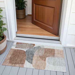Piper Looms Chantille Blocks ACN2121 Paprika Machine Washable Area Rug Scatter Outdoor Lifestyle Image Feature