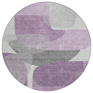 Piper Looms Chantille Blocks ACN2121 Purple Machine Washable Area Rug Round Main Image
