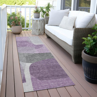 Piper Looms Chantille Blocks ACN2121 Purple Machine Washable Area Rug Runner Outdoor Lifestyle Image Feature