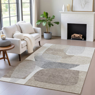 Piper Looms Chantille Blocks ACN2121 Taupe Machine Washable Area Rug Lifestyle Image Feature