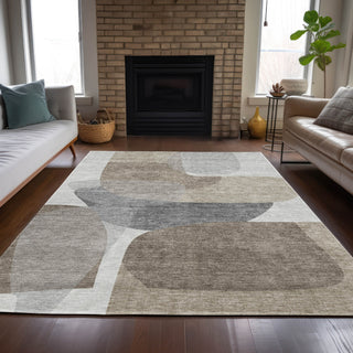 Piper Looms Chantille Blocks ACN2121 Taupe Machine Washable Area Rug Lifestyle Image Feature