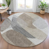 Piper Looms Chantille Blocks ACN2121 Taupe Machine Washable Area Rug Round Lifestyle Image Feature