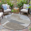 Piper Looms Chantille Blocks ACN2121 Taupe Machine Washable Area Rug Round Outdoor Lifestyle Image Feature
