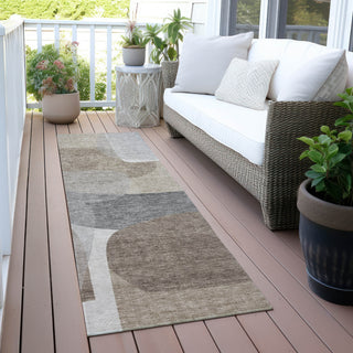 Piper Looms Chantille Blocks ACN2121 Taupe Machine Washable Area Rug Runner Outdoor Lifestyle Image Feature