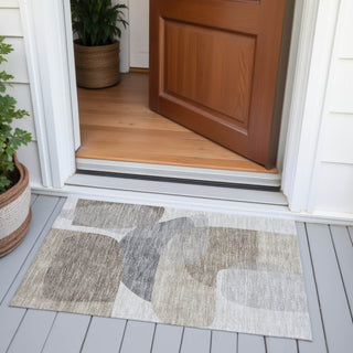 Piper Looms Chantille Blocks ACN2121 Taupe Machine Washable Area Rug Scatter Outdoor Lifestyle Image Feature