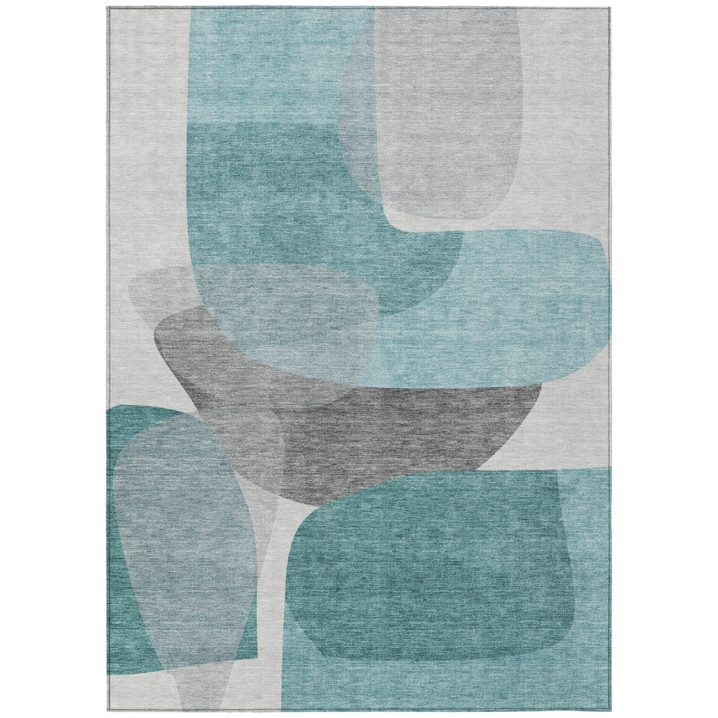 Piper Looms Chantille Blocks ACN2121 Teal Machine Washable Area Rug main image