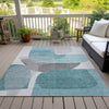 Piper Looms Chantille Blocks ACN2121 Teal Machine Washable Area Rug Outdoor Lifestyle Image Feature