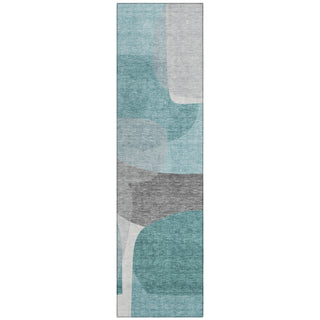 Piper Looms Chantille Blocks ACN2121 Teal Machine Washable Area Rug Runner Main Image