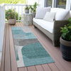 Piper Looms Chantille Blocks ACN2121 Teal Machine Washable Area Rug Runner Outdoor Lifestyle Image Feature