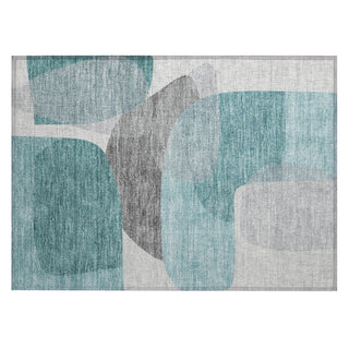 Piper Looms Chantille Blocks ACN2121 Teal Machine Washable Area Rug Scatter Main Image