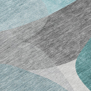 Piper Looms Chantille Blocks ACN2121 Teal Machine Washable Area Rug Swatch Image
