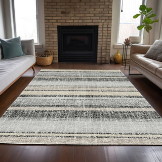 Piper Looms Chantille Stripes ACN2122 Black Machine Washable Area Rug Lifestyle Image Feature