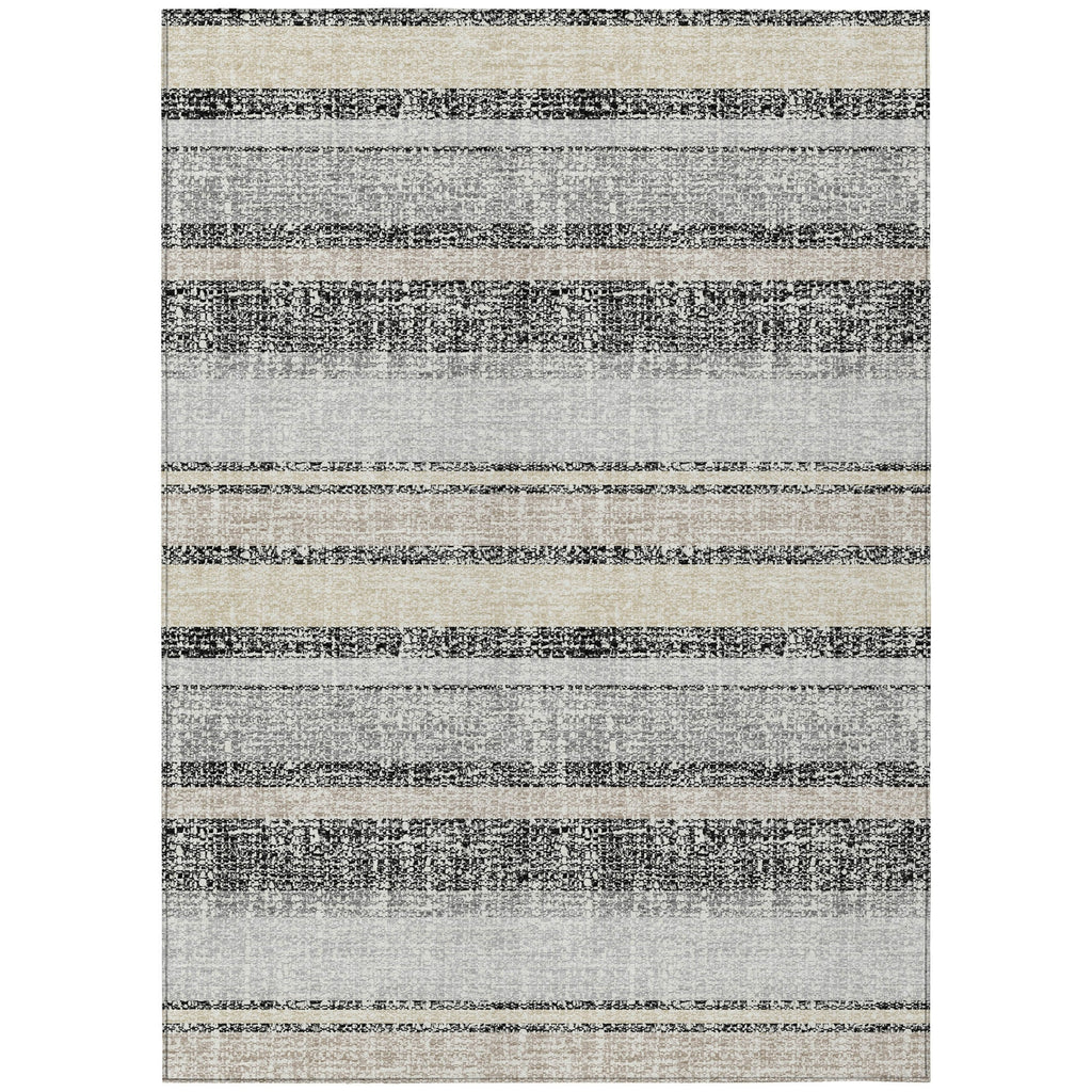 Piper Looms Chantille Stripes ACN2122 Black Machine Washable Area Rug main image